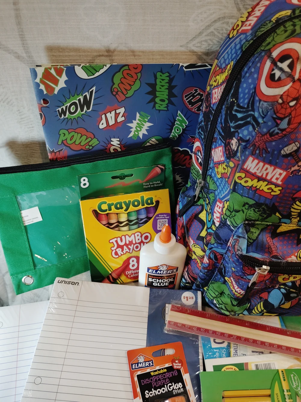 Marvel  Superheroes Multicolor Backpack & School Supplies